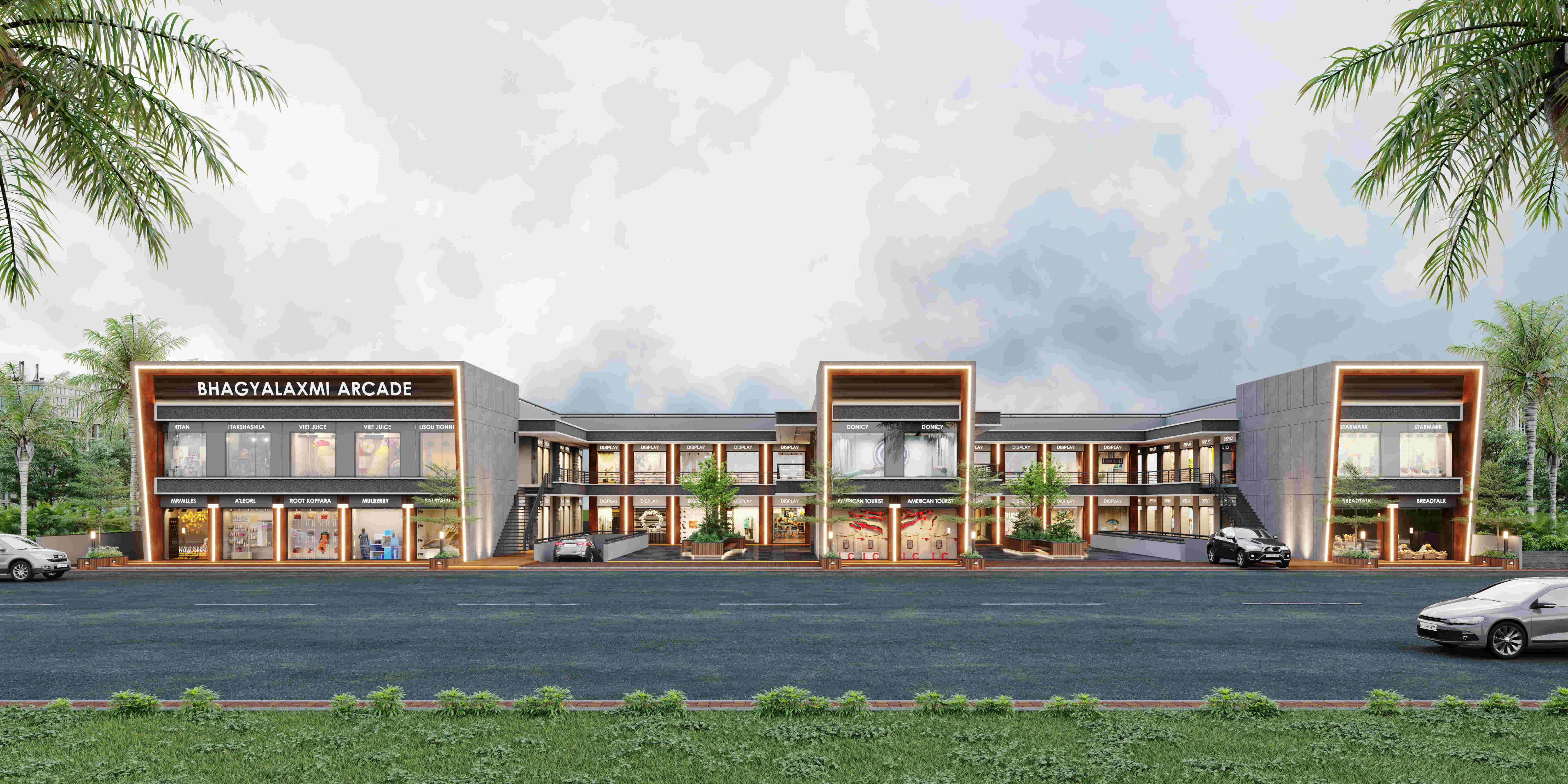 Engineering and architecture for shopping Complex and Arcade | Front View