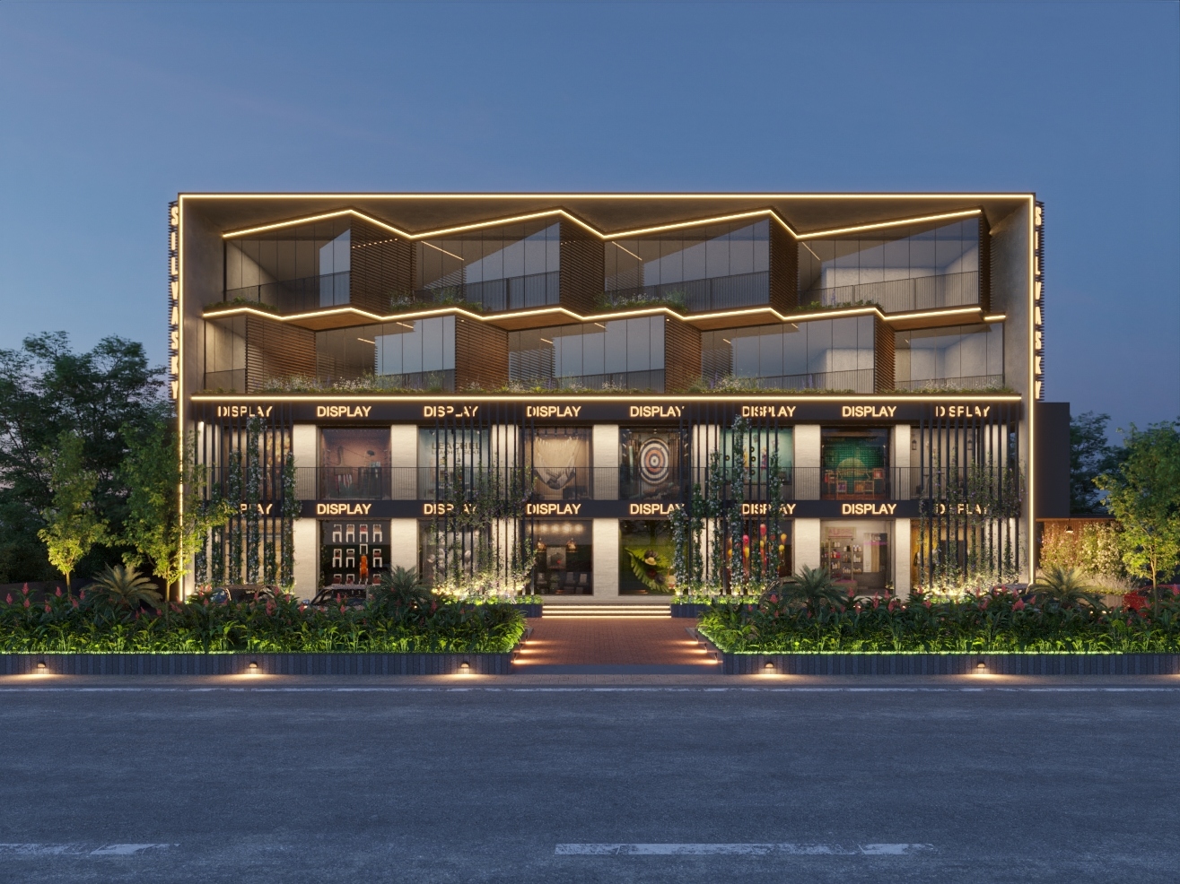 Commercial Engineering and architecture for showroom | Front day view