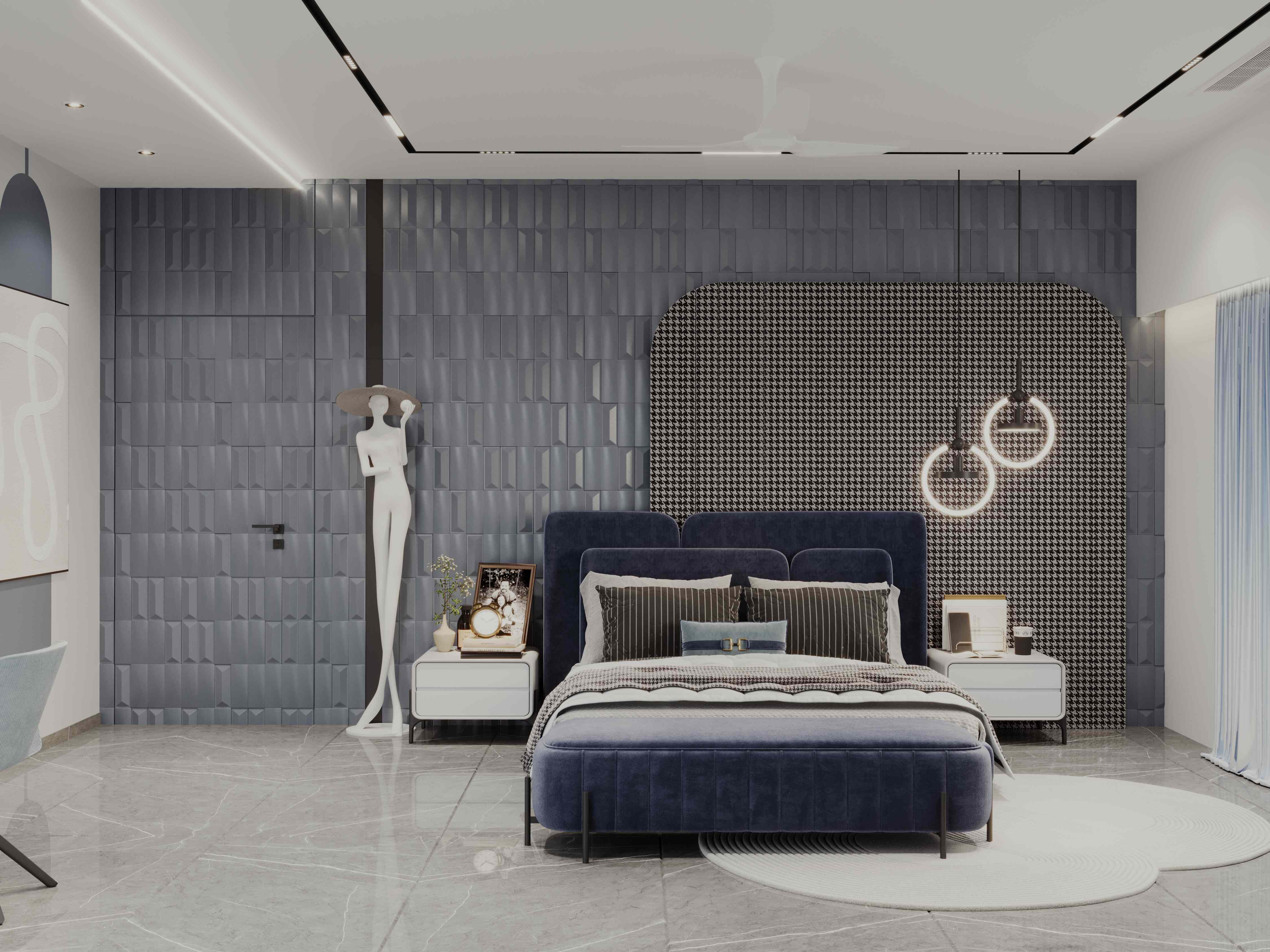 Blue and grey room interior desgning by North Change - 1
