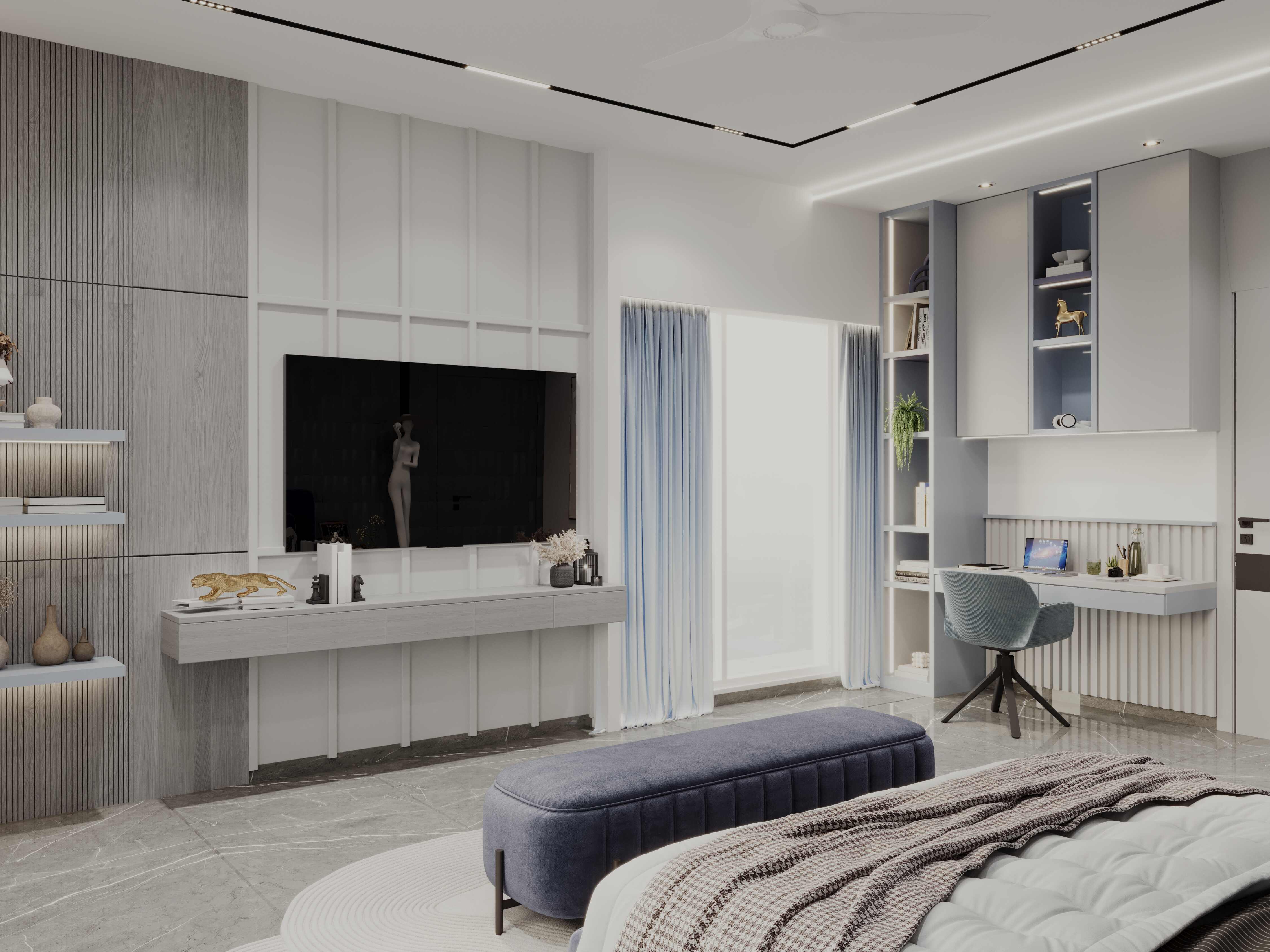 Blue and grey room interior desgning by North Change - 2